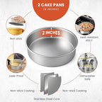 RFAQK 100PCs Aluminum Cake Pans Sets for Baking with 8-inch Aluminum Round Cake Pans Set of 2 - Cake Decorating Supplies Kit with 30 Parchment Papers, Piping Tips, Cake Leveler, and Spatula