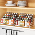 RCHYFEED Spice Rack Organizer for Cabinet,4 Tier Spice Organization for Cabinet Easy Visibility,Tierd Spice Rack Seasoning Organizer for Kitchen Countertop Pantry,Metal(White, 2Pack)