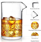 Cocktail Mixing Glass, veecom 18oz Mixing Glass 10 Piece Old Fashioned Kit, Cocktail Mixing Glass Set Bartender Kit with Cocktail Strainer, Muddler, Spoon, Jigger, Ice Tongs, Picks, Pourers, Bar Set