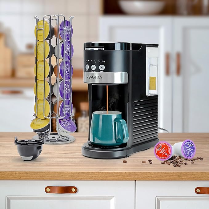 Single Serve Coffee Maker for Pods & Ground Coffee, 6 to 14oz Brew Sizes, Strong Brew Option, Fast Brewing, Compact Design with Removable 40oz Reservoir, Travel Mug Friendly, christmas gift