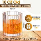 12 Pieces Old Fashioned Whiskey Glasses 10 oz Bourbon Cocktail Rocks Glasses for Whiskey Bourbon Liquor and Cocktail Drinks Gift for Men Home Bar(Vintage Ribbed)