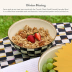 MACKENZIE-CHILDS Enamel Everyday Bowl, Serving Bowl for Entertaining, Small, Black-and-White Courtly Check, Set of 1