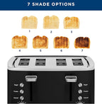 GE 4 Slice Toaster | Extra Wide Slots for Bagels, Breads, Waffles & More | 7 Shade Options | Countertop Kitchen Essentials | 1500 watt, Black