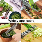 Garlic Press and Herb Scissors Set, 6 Pieces with Garlic mincer and Multipurpose Scissors, Rustproof Tools for Kitchen Use. (Silver+Green)