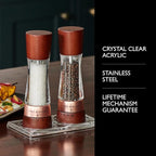 Cole & Mason Derwent Salt & Pepper Mill Gift Set - Salt & Pepper Shaker & Grinder with Adjustable Coarseness - Gourmet Precision Mill Set - Stainless Steel & Acrylic Grinders - Rose Gold