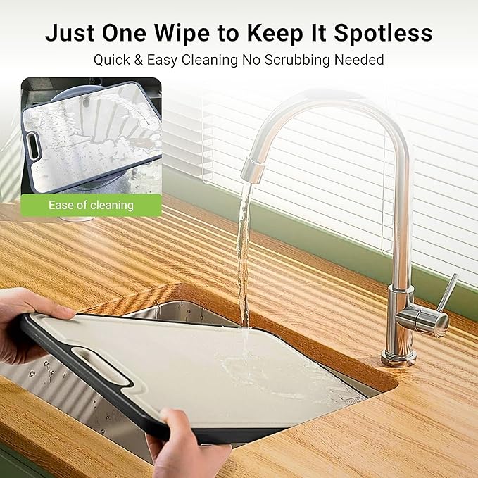 Titanium Cutting Board for Kitchen – Double-Sided Chopping Board, Premium Titanium and Wheat Straw PP, Durable Food Grade, Easy to Clean, 16”×10”×1” Large