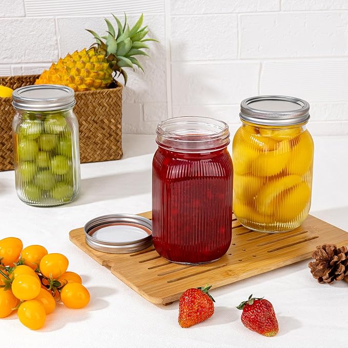 WELLIFE Large Mason Jars,2 Pcs Wide Mouth Mason Jars 32 Oz For Food Storage,Overnight Oats,Honey,Sauces,Meal Prep,Salad,Yogurt