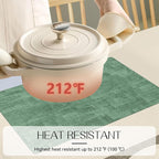 Romanstile Reversible Vinyl Placemats Set of 4, Faux Leather 100% Waterproof Oil-proof Wipeable Place Mats, Heat Resistant Dual Sided Table Mats for Kitchen/Dining/Party (Grey DarkGreen, 12 x 17 Inch)