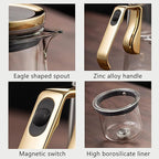 YJX 25.4oz Magnetic Glass Teapot Set with 40.6oz Cast Iron Tea Kettle for Stovetop, Small Enchanted Brewing Tea Pot, Witchcraft Magic Borosilicate Tea Set with Strainer for Loose Leaf