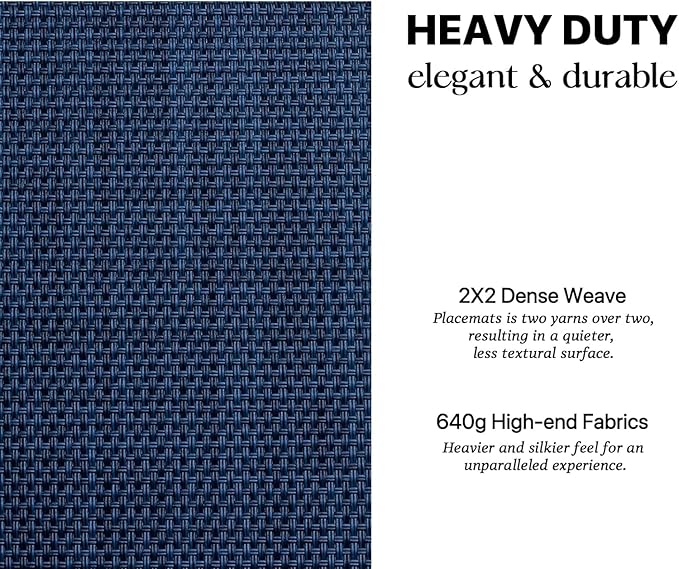 LEXMORE PlaceMats Set of 12 Vinyl/Plastic Woven Place Mats for Kitchen Table Indoor/Outdoor Washable PlaceMats Wipeable Dining Table Mats(Navy Blue)