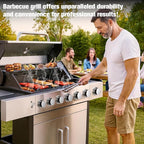 CIG GARDEN 6 Burner Propane Gas Grill With Side Burner,3 in 1 Gas BBQ Grill,73000 BTU Outdoor Barbecue Propane Griddle Grill combo for Camping, Patio, Backyard