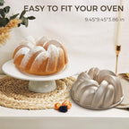 KITESSENSU Nonstick Braided Rope Cake Pan – 9.45” Fluted Tube Pan for Baking Pound Cake, Cast Aluminum Moldes para Pasteles, Cake Pans for Baking, Easy Release, High-Heat Resistant, Easy to Clean