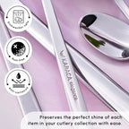 Karaca Tivoli 60 Pieces Cutlery Set for 12 Person - Forks, Spoon, Knives Silverware Sets - Modern Silver Flatware - Stainless Steel Kitchen Utensils Tableware Set - Dishwasher Safe