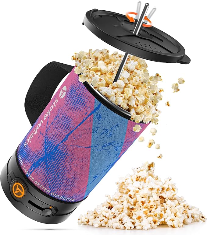 Portable Popcorn Maker, 2-in-1 Design Electric Popcorn Popper, Easy to Use & Clean, Perfect for Movie Night, Snack Time, Party & Travel Essentials, 120V 500W