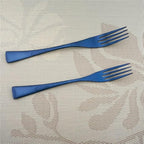 24-Piece Flatware Set,Extra Thick Heavy Duty - 18/10 Stainless Steel Cutlery Sets,High Matte Blue Finish Silverware Flatware Sets Service for 4, Use for Home,Kitchen Utensil Set