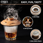 Cocktail Smoker Kit with Torch - Whiskey Smoker Kit comes with Saturn-Shaped Smoke Infuser, Culinary Torch, Cotton Bag and Wood Chips (Apple & Cherry) - Gifts for Men (Without Butane)