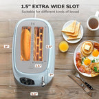 Keenstone Smart Touch Screen Toaster 2 Slice, Retro Wide Slot Stainless Steel Toaster with 6 Browning Levels, Reheat & Defrost, for Bagel, Toast, Bread, Removable Crumb Tray, Blue