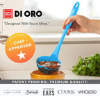 DI ORO Silicone Ladle – Soup Ladle for Cooking & Serving Heat-Resistant - Large Kitchen Soup Ladle Nonstick Cookware Safe - Soup Serving Spoon with Wide Bowl - Silicone Utensil Dishwasher Safe (Blue)