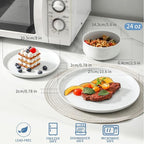 12 Pieces Porcelain Dinnerware Set, Modern Serving Plates and Bowls Sets, Premium White Dishes Set for 4, Chip and Scratch Resistant Dishware Sets Kitchen Dish Dining Ware Tableware Set, White