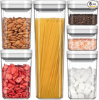 MR.SIGA 6 Piece Airtight Food Storage Container Set, BPA Free Kitchen Pantry Organization Canisters, One-handed Kitchen Storage Containers for Cereal, Spaghetti, Pasta, White