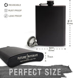 Hip Flask for Liquor for Men and for Women - Stainless Steel Flask - Drinking Flask for Whiskey Alcohol includes flask funnel (Leakproof, Rustproof, 8 ounce, All Black)