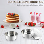 Homikit 6 Inch Round Cake Pan Set, Stainless Steel Small Baking Pans 3 Pack for Oven & Dishwasher, 2” Deep Small Nonstick Layer Cake Tins, Non-Toxic & Healthy