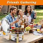 2-Pack Round Chafing Dishes for Buffet, 5QT Stainless Steel Buffet Chafing Set for Catering, Parties & Events
