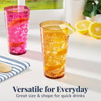 US Acrylic Splash [Set of 16] 18 ounce Plastic Stackable Water Tumblers in Jewel Tone Colors Value Set of Drinking Cups, Reusable, BPA-free, Made in the USA, Top-rack Dishwasher Safe