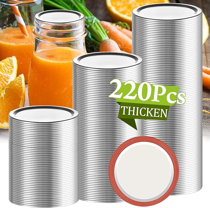 Aliggbent 220 Pcs Regular Mouth Canning Lids 70MM Airtight Split-Type Lids for Mason Jars Regular Mouth, Leakproof Bulk Canning Jar Lids for Food, Jam, Fruits & DIY Decor