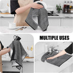 Homaxy Premium Kitchen Towels(18”x 28”, 8 Pack), Large Cotton Kitchen Hand Towels, Flat and Terry Dish Towels, 380 GSM Highly Absorbent Tea Towel Set with Hanging Loop, Black