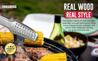 9" Tongs 18/0 Stainless Steel BBQ Grill Tongs with Ergonomic Real Oak Wood Handle for Cooking - Durable Grilling Accessory, Tongs for Cooking & Kitchen, Outdoor Barbecue, Easy to Clean