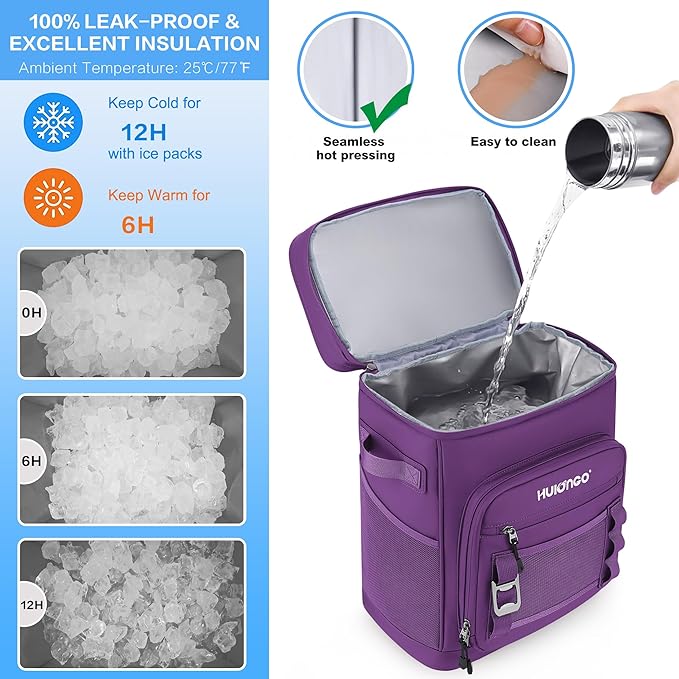 Large Waterproof Insulated Cooler Backpack for Men & Women, Leak Proof Cooler Backpack for Camping, Beach, Fishing, Picnic, Travel, Outdoor, 30L, 48Cans