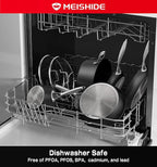 Pots and Pans Set Non Stick, Oven Safe 500F Premium Hard Anodized Induction Cookware Sets 8 Pcs, Frying Pans & Saucepans with Stay-Cool Handles, Glass Lids, PFAS/PFOS/PFOA/BPA Free, Black