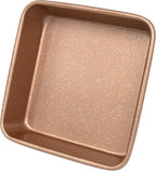 casaWare 7-Inch Toaster Oven Ultimate Series Commercial Weight Ceramic Non-Stick Coating Square Pan (Rose Gold Granite)