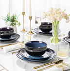 LERATIO Ceramic Dinner Plates Set of 6, 10.5 Inch Handmade Reactive Glaze Porcelain Plates, Coupe Shape Dinnerware Dishes Set for Kitchen,Oven& Microwave & Dishwasher Safe, Scratch Resistant-Blue