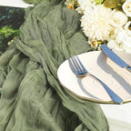 12 Pack Sage Green Cheesecloth Table Runner 10ft Boho Gauze Cheese Cloth Table Runner Rustic Sheer Runner 120 inch Long for Christmas Wedding Bridal Baby Shower Birthday Table Decorations