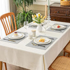 Romanstile Vinyl Placemats Set of 6-12 X 18 Inch - Heat Resistant Place Mats 100% Waterproof Oilproof Wipeable Reversible Faux Leather Table Mats for Kitchen/Dining/Party/Outdoor, Light Grey