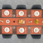 Myir JUN Placemats Set of 8, Vinyl Woven Placemats Place Mats Indoor Set of 8 Washable Table Mats Non-Slip Place mats for Dining Table (Orange, Set of 8)