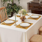 Romanstile Vinyl Placemats Set of 6-12 X 18 Inch - Heat Resistant Non-Slip Embossed Floral Place Mats 100% Waterproof Oilproof Wipeable Faux Leather Table Mats for Kitchen/Dining/Party, Gold