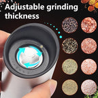 Gravity Electric Salt and Pepper Grinder Set of 2,USB Rechargeable Kitchen Electric Pepper Mill with Adjustable Grinder and LED Light,Tall Glass Salt and Pepper Grinders Refillable
