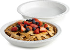 Ceramic Pie Pan Set of 2, 11 inch Round Baking Dish, Porcelain Pie Plate, Non-Stick, Oven & Dishwasher Safe, Non-Stick Pie Dish for Baking