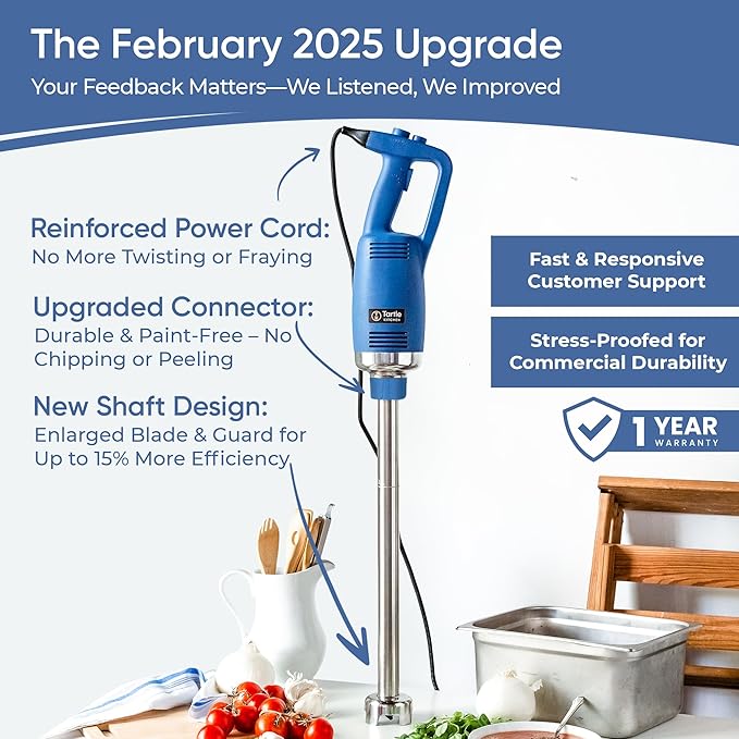 TK Commercial Immersion Blender, 750 Watt/1 HP Variable Speed Motor, 20,000 RPM X-Heavy Duty with Performance Assurance - 22"