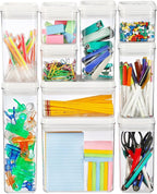 Felli Flip Tite Food Storage Container with Lid 4” RECTANGLE Airtight Ring Flip Lock Top, Stackable Acrylic Canister Set for Kitchen Fridge Pantry Organizer, Veggie Fruit Tea Bag Snack (1.1 qt)