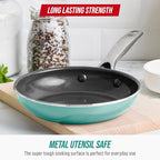 Blue Diamond 8" Nonstick Frying Pan Skillet, Diamond Infused PFAS & PTFE-Free Ceramic Pot, Dishwasher & Oven Safe, Stay Cool Handle, Durable Non Toxic Metal Utensil Safe, Egg & Omelet Pan, Turquoise