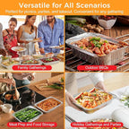 35 Pack 9×13 Disposable Aluminum Pans with Lids(25pc) & 8×8 Aluminum Foil Pans(10pc),Tin Foil Pans Kit Comes with Baking Parchment and Oil Sprayer.