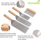 Stainless Steel Metal Spatula Set - Teppaniyaki Spatulas - Griddle Scraper Flat Spatula Pancake Flipper Hamburger Turner - Metal Utensil great for BBQ Grill Flat Top Cast Iron Griddle Accessories