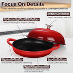TeamFar Cast Iron Bread Dutch Oven, 6 Qt Enameled Dutch Oven Pot for Sourdough Bread Baking, with Tall Dome Lid & Round Base Pan, Self-Basting & Even-Heating, Heavy-Duty & Non-stick, Red