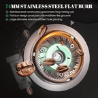 Huanyu Professional Coffee Grinder with 74mm Flat Burr 53ounce Bean Hopper 15 Infinite Grinding Settings Electric Coffee Grinder with Touching Screen Black