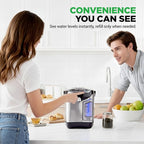 NutriChef Electric Water Boiler and Warmer - 3L/3.17 Qt Stainless Steel Electric Hot Water Dispenser w/Rotating Base, Auto Shut Off, Safety Lock, Instant Heating for Coffee & Tea (NCHUB13)