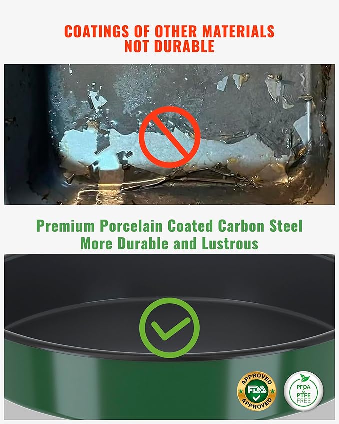 Round Baking Cake Pans Set Roasting Dish 4-Pack 9/10/12/14 Inch Enamel Non Stick Large Cookware for Cake Bread Pie Pizza Turkey Steak, Non-Toxic Carbon Steel Oven Dishwasher Safe Christmas Bakeware